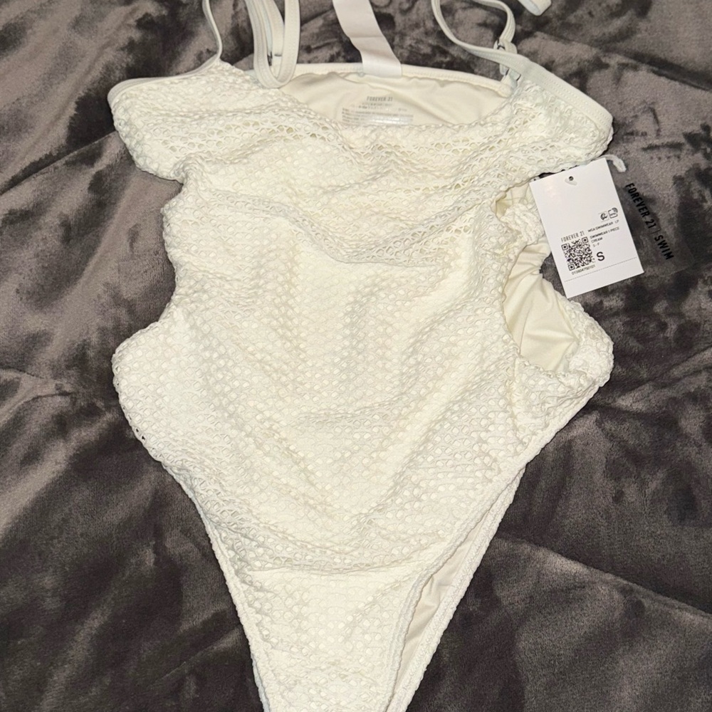 Crochet Monokini White One Piece Swimsuit